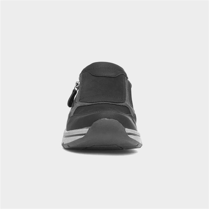 Ava Womens Black Zip Up Wedge Casual Shoe