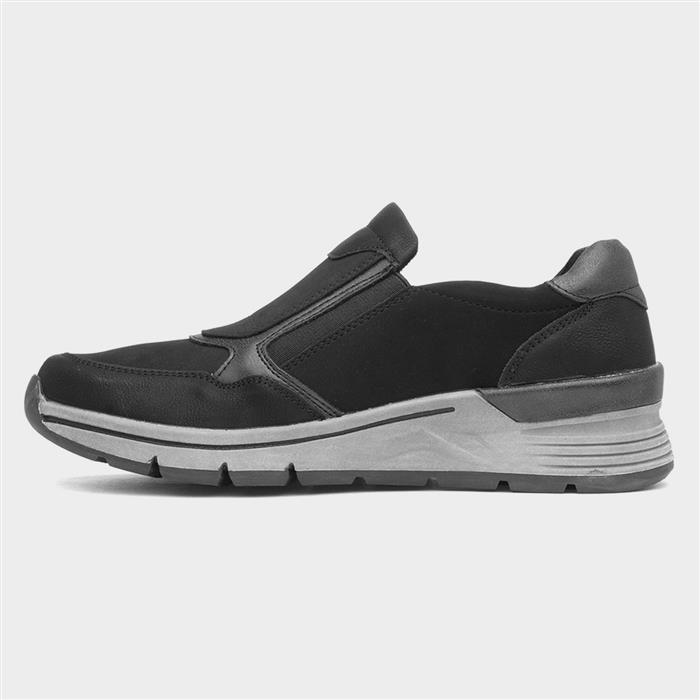 Ava Womens Black Zip Up Wedge Casual Shoe