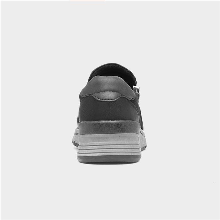 Ava Womens Black Zip Up Wedge Casual Shoe