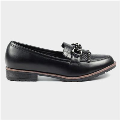 Slick Womens Black Loafer Shoes