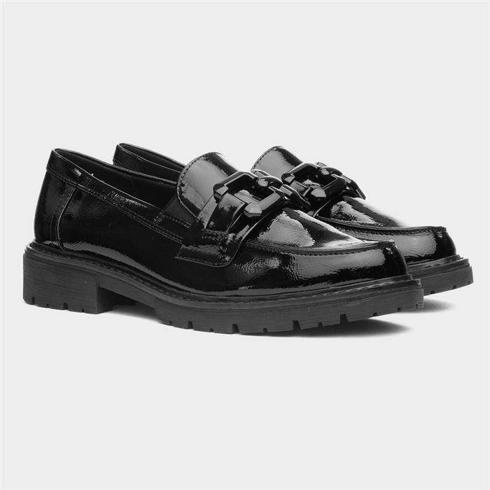 Womens Black Patent Wide Fit Loafer
