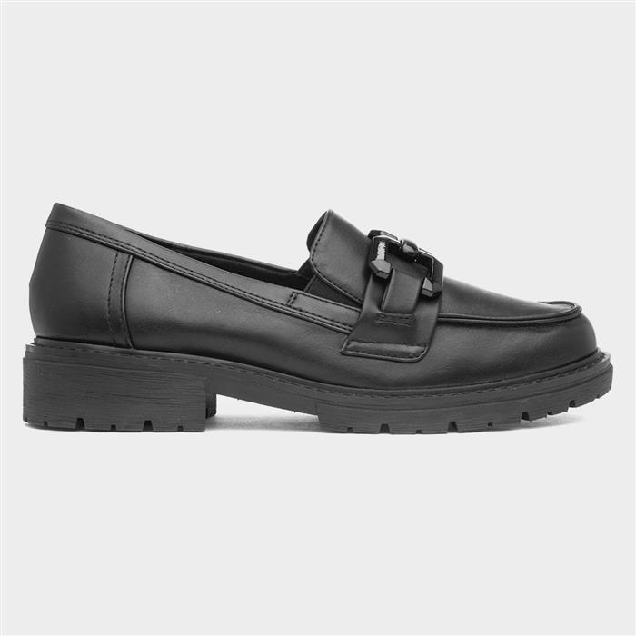 Womens Black Chunky Wide Fit Loafer
