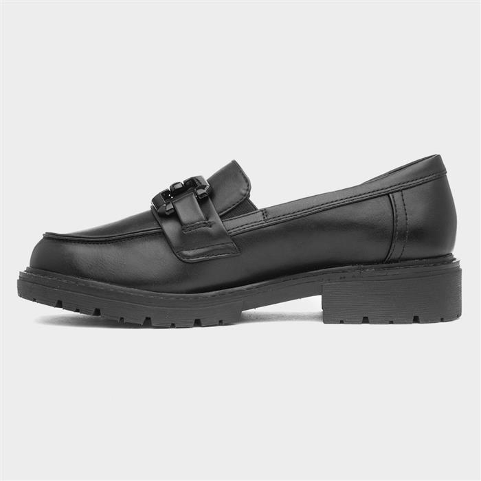 Womens Black Chunky Wide Fit Loafer