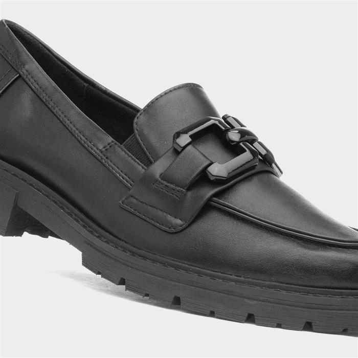 Womens Black Chunky Wide Fit Loafer