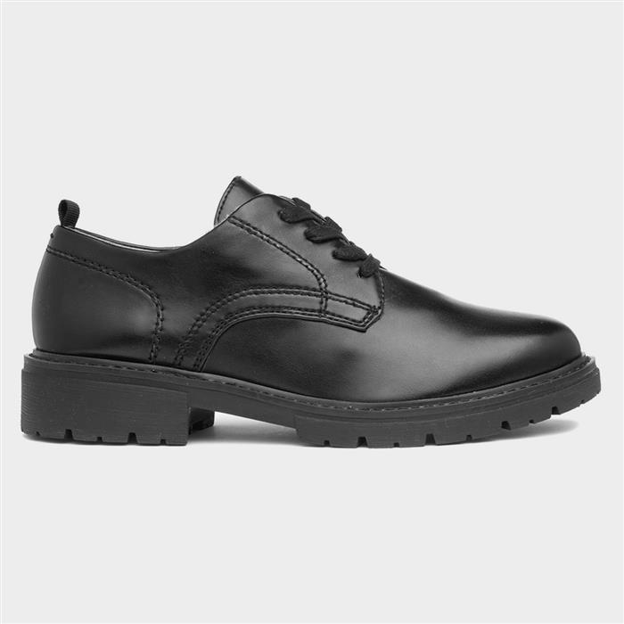Womens Black Lace Up Wide Fit Shoe