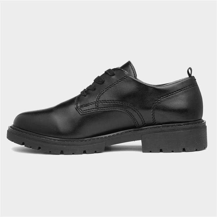 Womens Black Lace Up Wide Fit Shoe