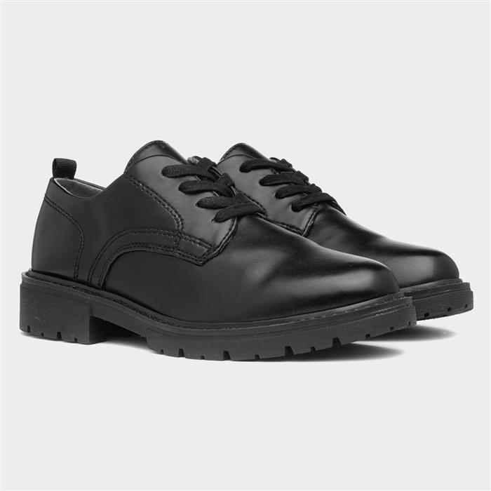Womens Black Lace Up Wide Fit Shoe