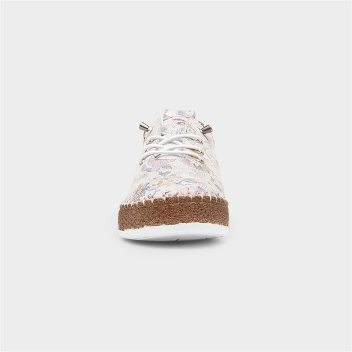 Iva Womens White Floral Slip On Leather Shoe