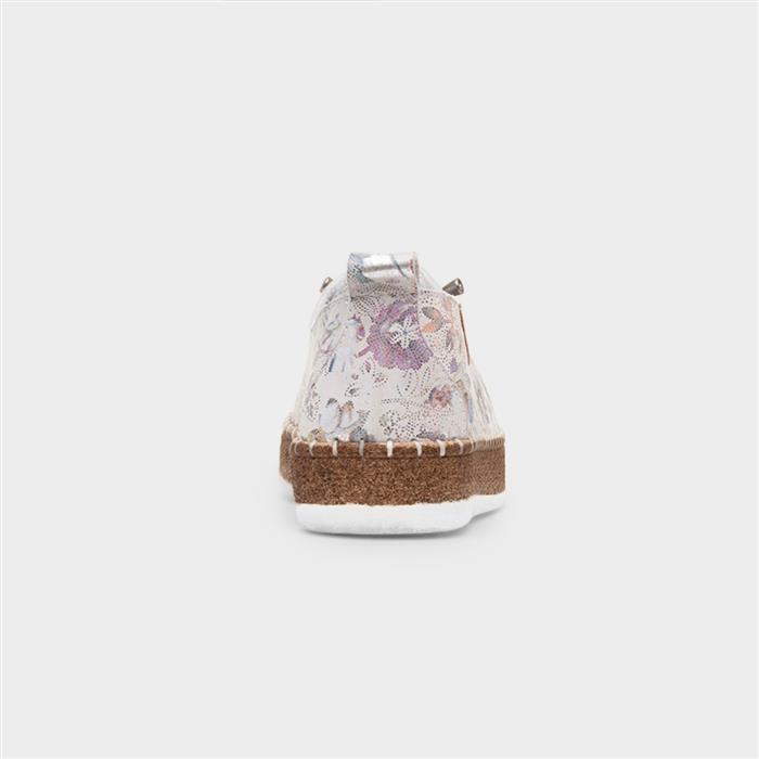 Iva Womens White Floral Slip On Leather Shoe