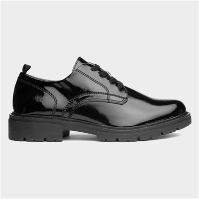 Womens Black Patent Lace Up Shoe