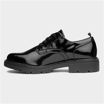 Womens Black Patent Lace Up Shoe