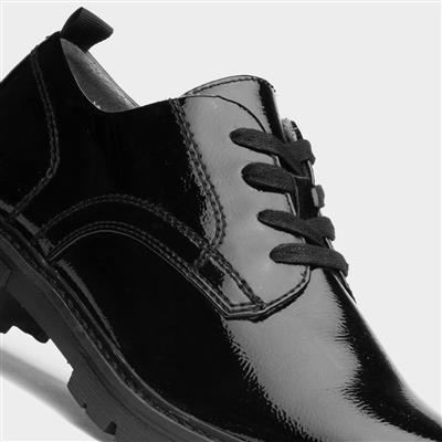 Womens Black Patent Lace Up Shoe