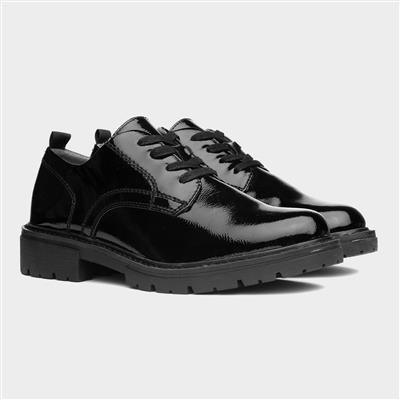 Womens Black Patent Lace Up Shoe
