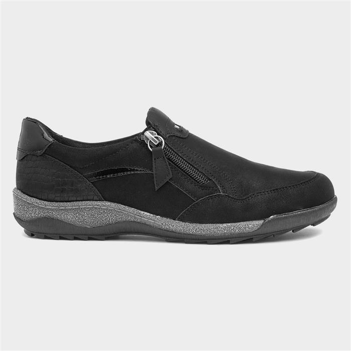 Alison Womens Black Zip Up Casual Shoe