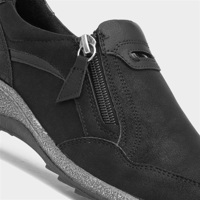 Alison Womens Black Zip Up Casual Shoe