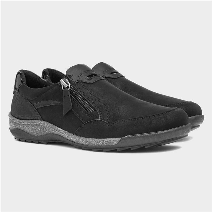 Alison Womens Black Zip Up Casual Shoe