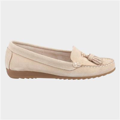 Aldons Womens Cream Moccasin with Tassels