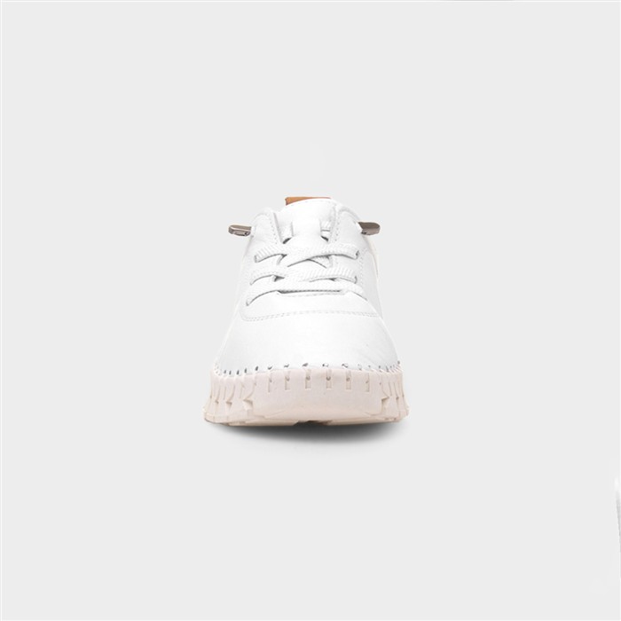 St Austell Womens White Leather Casual Shoe