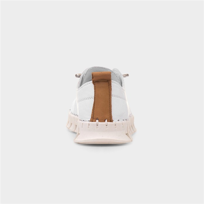 St Austell Womens White Leather Casual Shoe