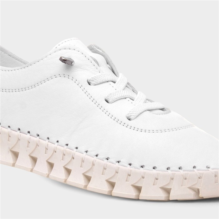 St Austell Womens White Leather Casual Shoe