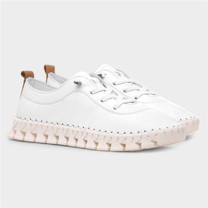 St Austell Womens White Leather Casual Shoe
