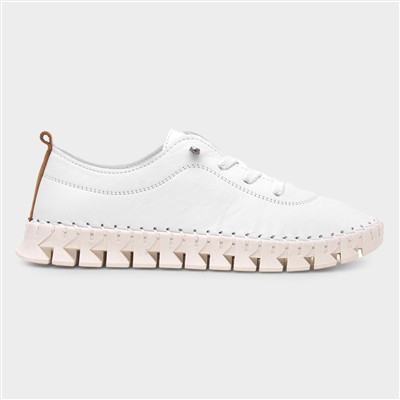 St Austell Womens White Leather Casual Shoe