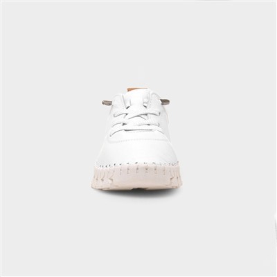 St Austell Womens White Leather Casual Shoe