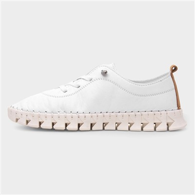 St Austell Womens White Leather Casual Shoe