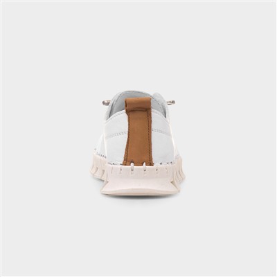 St Austell Womens White Leather Casual Shoe