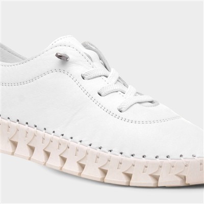 St Austell Womens White Leather Casual Shoe