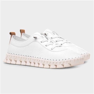 St Austell Womens White Leather Casual Shoe
