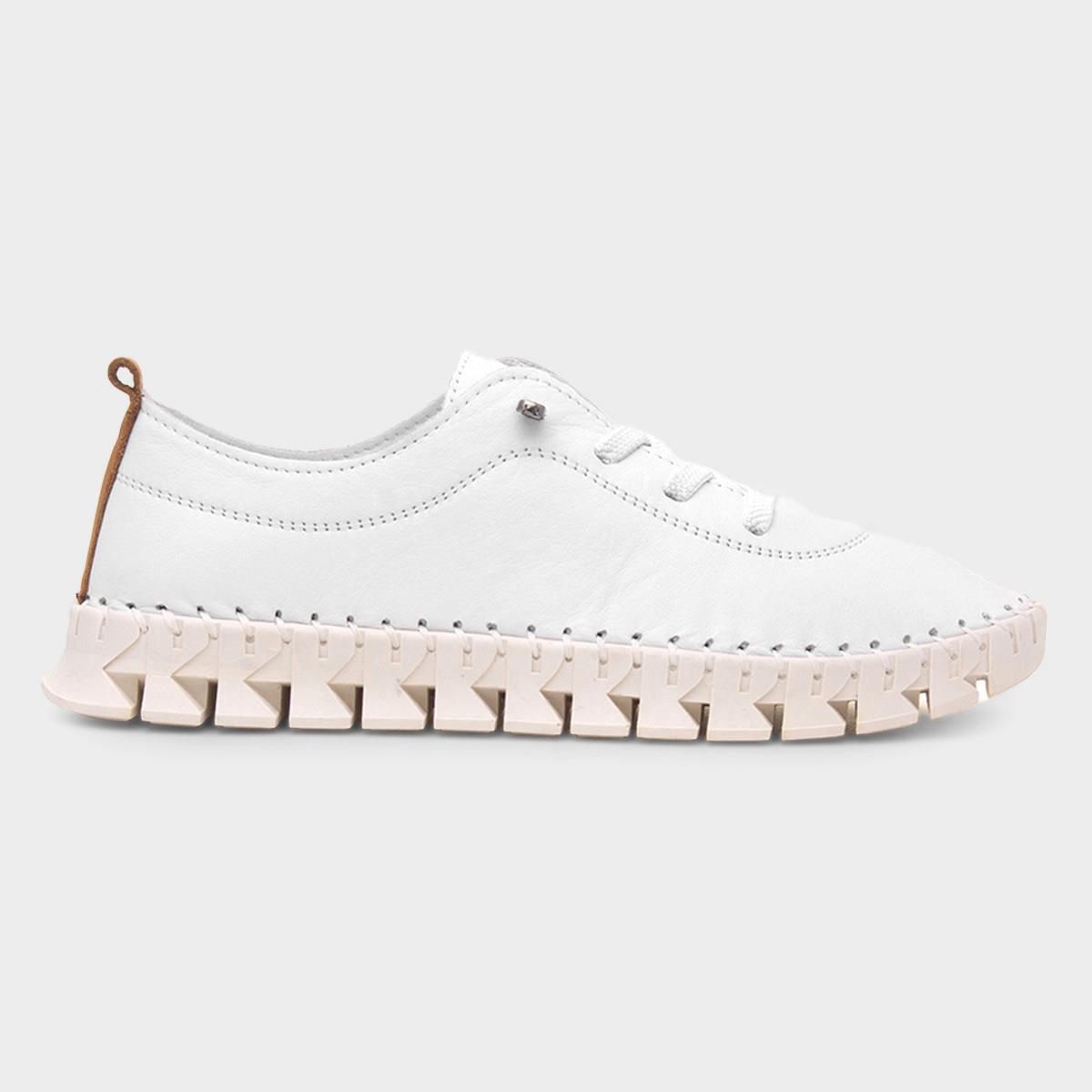 St Austell Womens White Leather Shoe