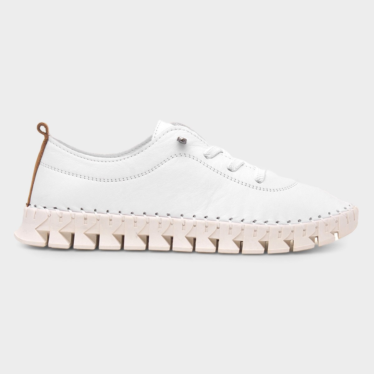 St Austell Womens White Leather Casual Shoe