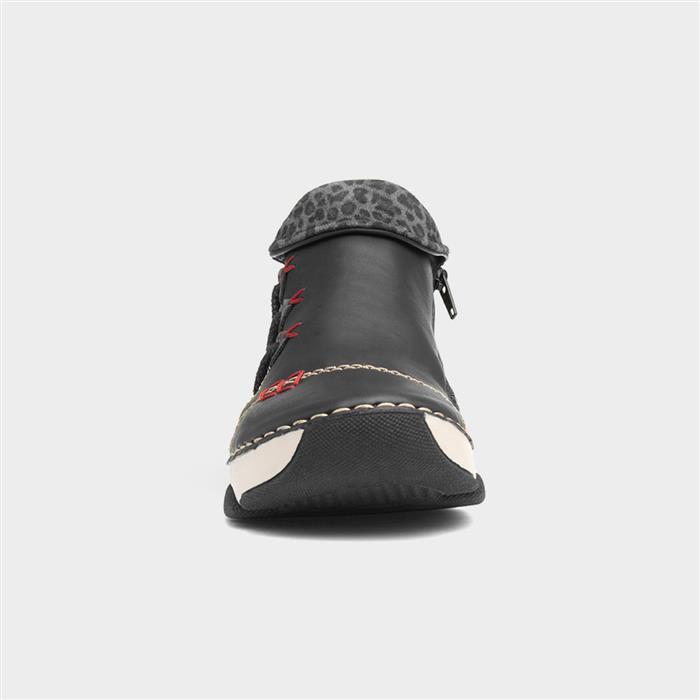 Womens Black Zip Up Chunky Casual Shoe