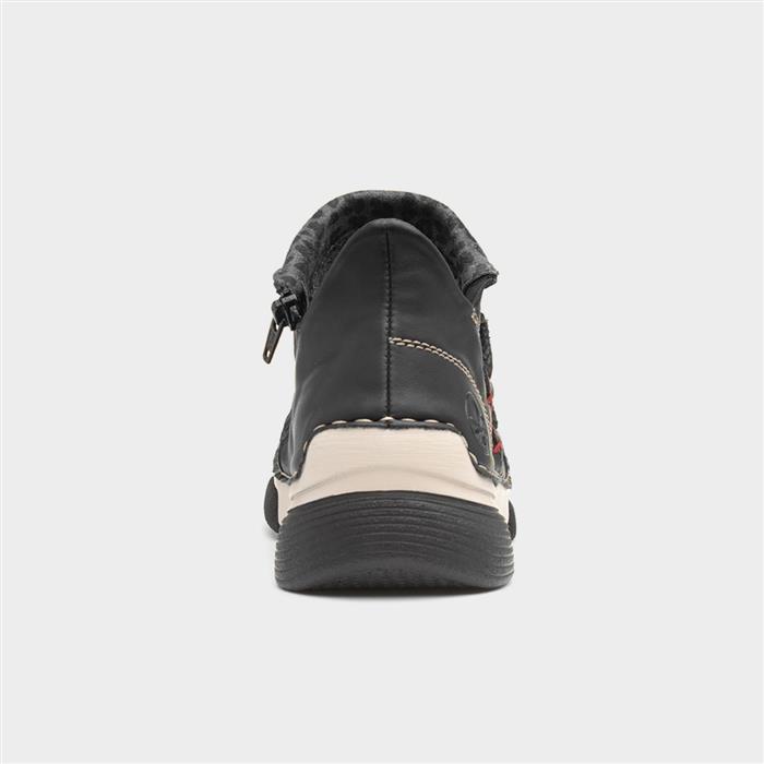 Womens Black Zip Up Chunky Casual Shoe