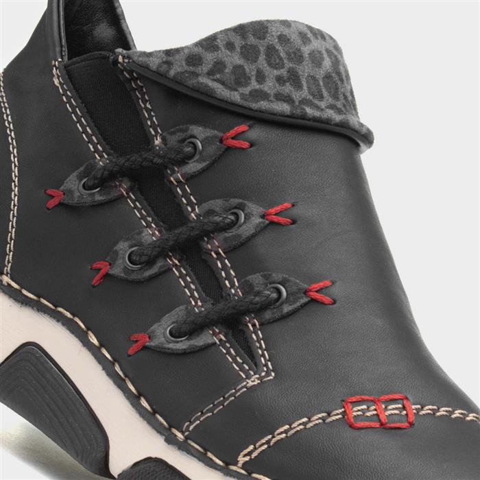 Womens Black Zip Up Chunky Casual Shoe