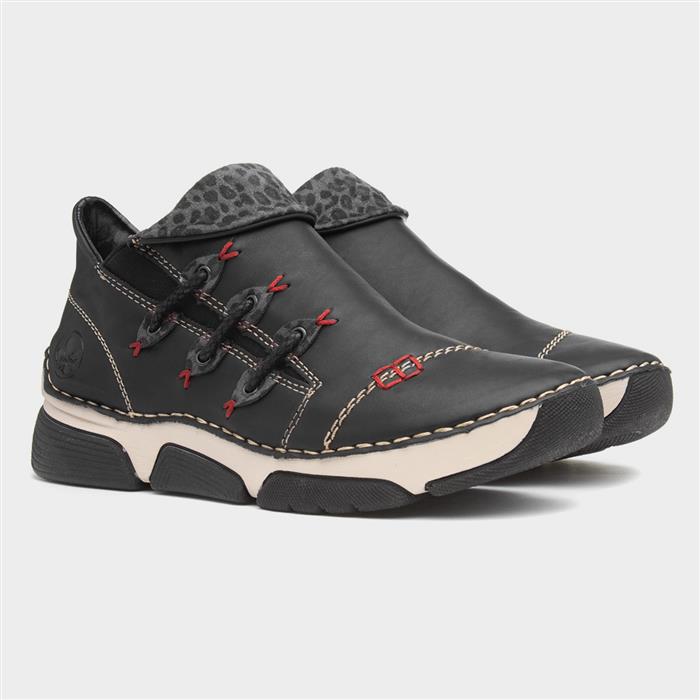 Womens Black Zip Up Chunky Casual Shoe