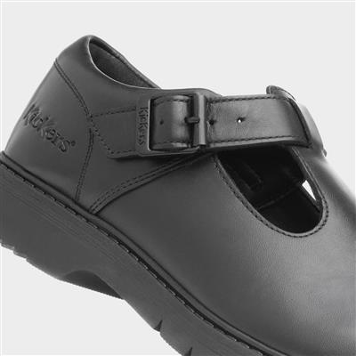 Finley Womens Black Leather T-Bar Shoe