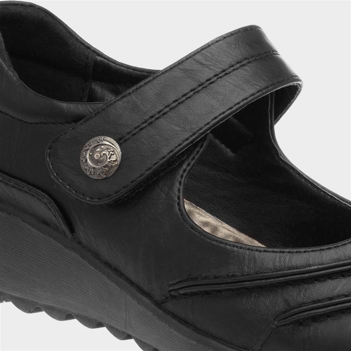 Elinor Womens Black Easy Fasten Shoe