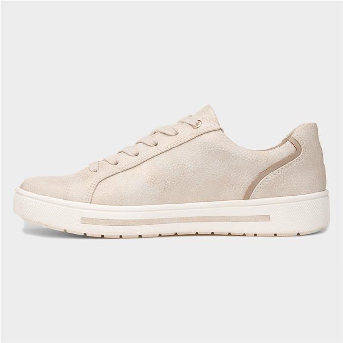 Jenny Womens Beige Lace Up Wide Fit Shoe