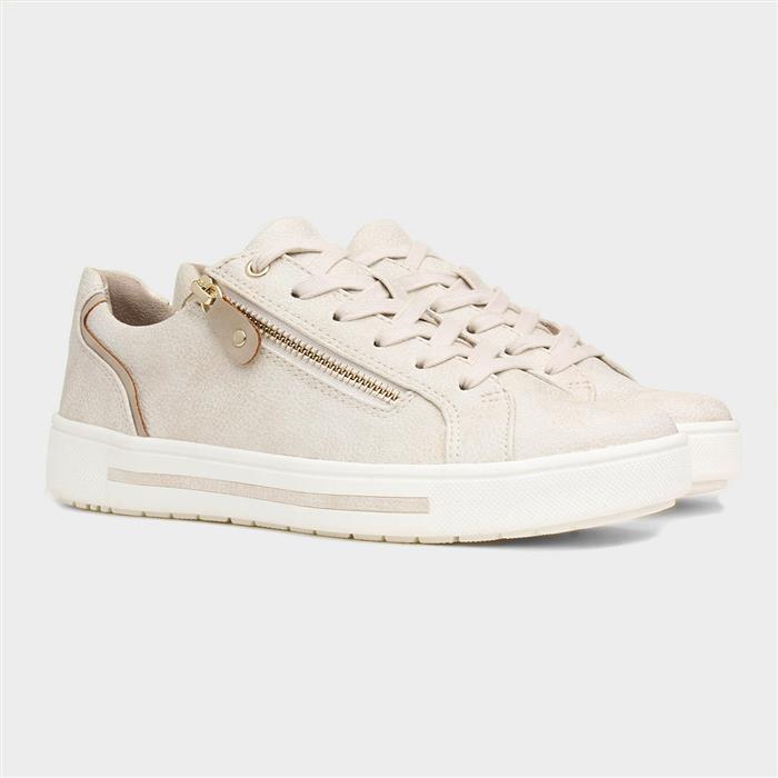 Jenny Womens Beige Lace Up Wide Fit Shoe