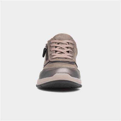 Mia Womens Taupe Casual Lace Up Shoe