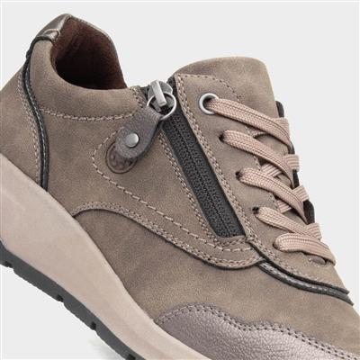 Mia Womens Taupe Casual Lace Up Shoe