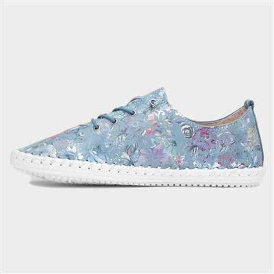 Exbury Womens Blue Leather Casual Shoes