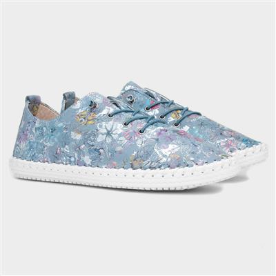 Exbury Womens Blue Leather Casual Shoes