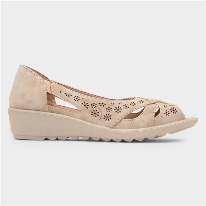 Kate Womens Beige Open Toe Wedge Shoe