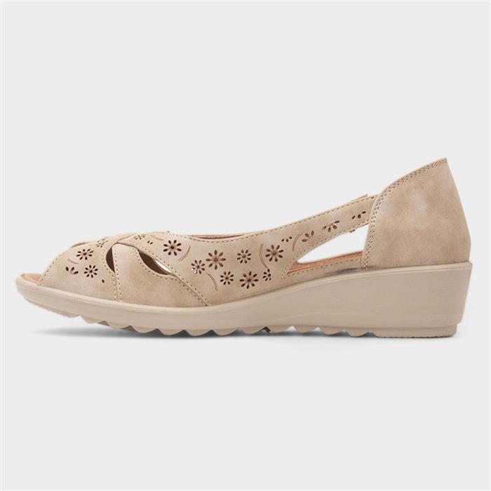 Kate Womens Beige Open Toe Wedge Shoe