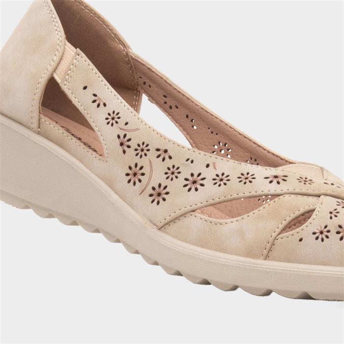 Kate Womens Beige Open Toe Wedge Shoe