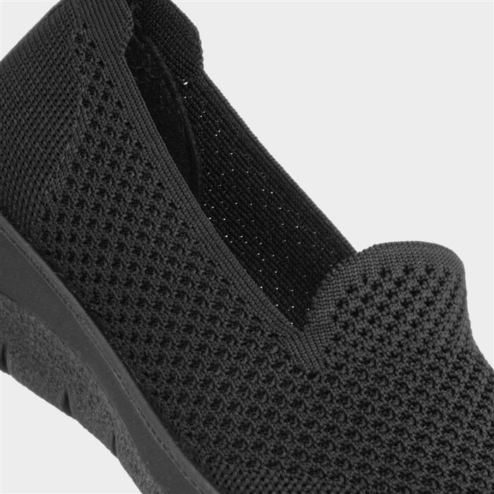 Leona Womens Black Wedge Knitted Shoe