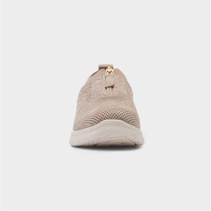 Astrid Womens Beige Zip Up Knit Shoe